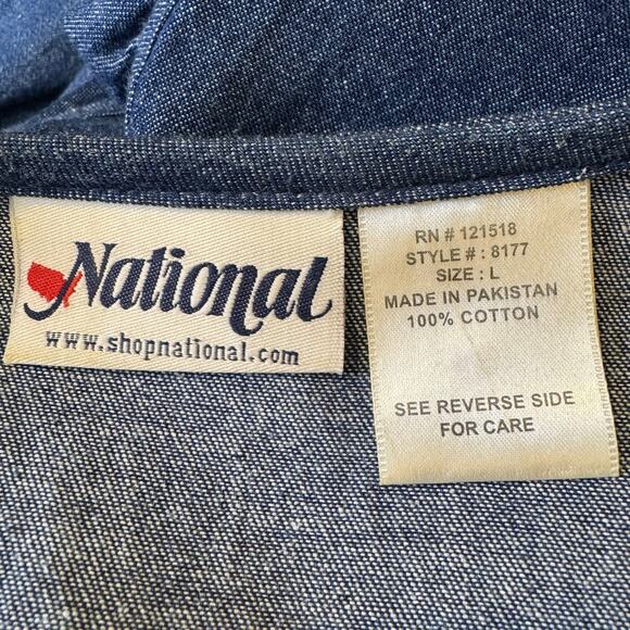 National Size Size Large 100% Cotton Denim Cherry Embroidered Mumu Kaftan - Picture 7 of 7